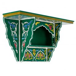 Prateleira suspensa de madeira marroquina - Verde II - 48 x 26 x 10 cm