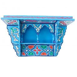 Prateleira suspensa de madeira marroquina - céu azul - 40 x 23 x 10 cm