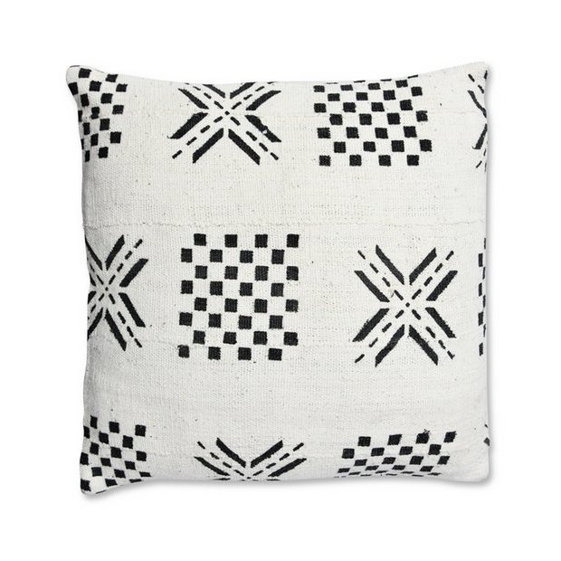 Almofada de Mudcloth Africano Branco e Preto