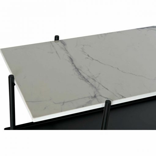 Consola Preto Metal Branco Mármore Moderno (120 x 40 x 80 cm)