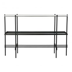 Consola Preto Metal Branco Mármore Moderno (120 x 40 x 80 cm)