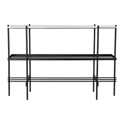 Consola Preto Metal Branco Mármore Moderno (120 x 40 x 80 cm)