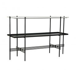 Consola Preto Metal Branco Mármore Moderno (120 x 40 x 80 cm)