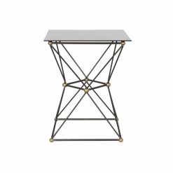 Mesa de apoio Preto Metal Cristal Dourado (45 x 45 x 55.5 cm)