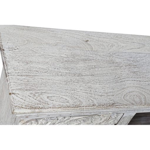 Móvel de TV Branco Metal Madeira de mangueira (160 x 40 x 65 cm)