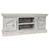 Móvel de TV Branco Metal Madeira de mangueira (160 x 40 x 65 cm)