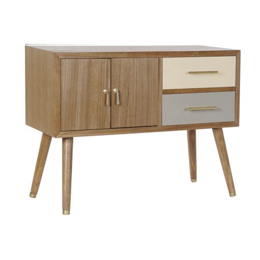Móvel de TV Cinzento Creme Metal Madeira de paulónia (90 x 34 x 66.5 cm)