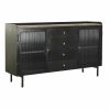 Aparador  Natural Preto Dourado Metal Madeira de mangueira (145 x 40 x 85 cm)