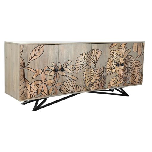 Aparador Natural Cinzento Metal Madeira de mangueira (177 x 45 x 74 cm)