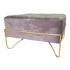 Banqueta   Espuma Cor de Rosa Dourado Metal Poliéster Veludo Madeira MDF (80 x 80 x 42 cm)