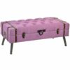 Banqueta   Metal Poliéster Fúcsia Madeira MDF (102 x 42 x 40