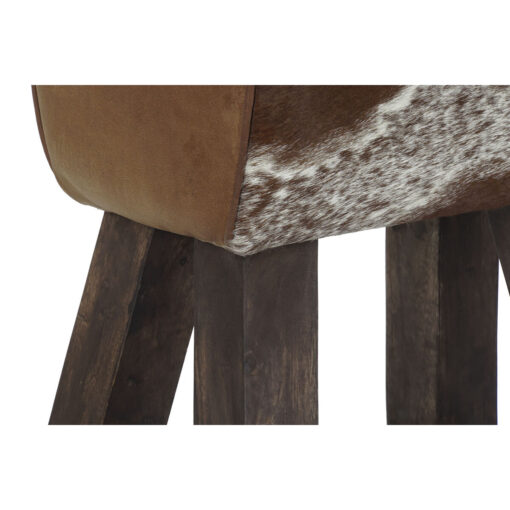 Banqueta Preto Madeira Castanho Pele Branco (50 x 35 x 75 cm) - Image 2