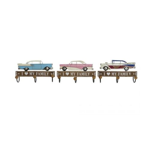 Bengaleiro de parede 29 x 8 x 17 cm Metal Vintage Madeira MDF (3 Peças)