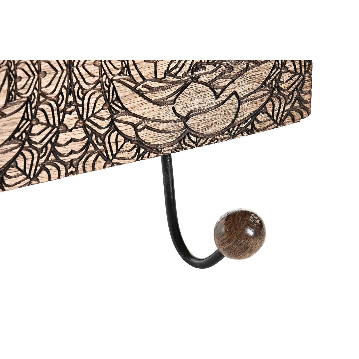 Bengaleiro de parede 38 x 6 x 18 cm Natural Metal Buda Madeira de mangueira Oriental - Image 3