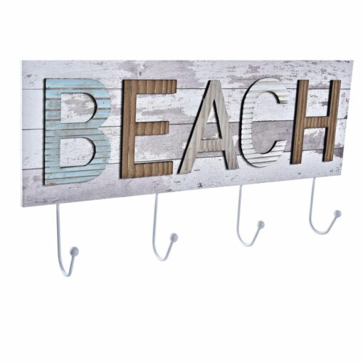 Bengaleiro de parede 45 x 5 x 23 cm Metal Madeira Praia (2 Unidades) - Image 3