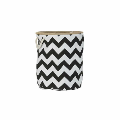 Cabaz 8424001855759 38 x 38 x 45 cm Preto Poliéster Zig-zag Branco Moderno Jute