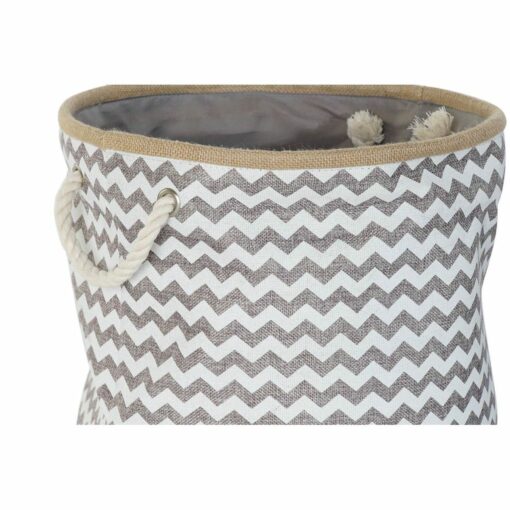 Cabaz 8424001855773 38 x 38 x 45 cm Cinzento Poliéster Zig-zag Branco Jute Boho - Image 2