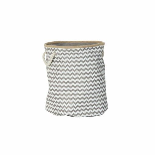 Cabaz 8424001855773 38 x 38 x 45 cm Cinzento Poliéster Zig-zag Branco Jute Boho