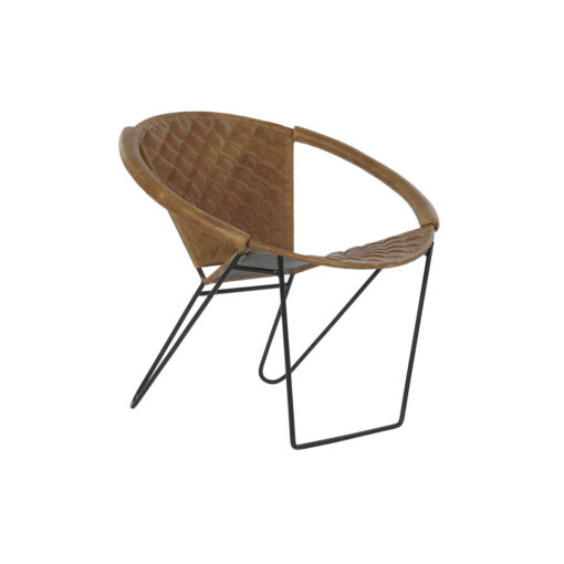 Cadeira de Sala de Jantar Preto Metal Pele Marrom claro Vintage (81 x 67 x 71 cm)