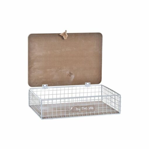 Caixa Decorativa 24 x 16 x 6 cm Metal Madeira Castanho Branco - Image 3
