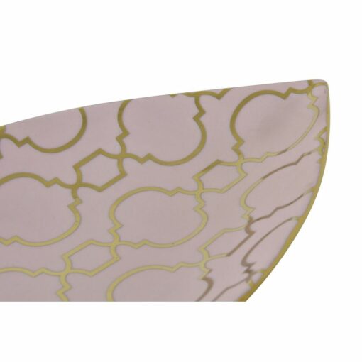 Centro de mesa 27,5 x 16 x 3 cm Cor de Rosa Dourado Oriental Cromado Folha de planta - Image 3