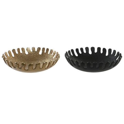 Centro de mesa Preto Dourado Moderno 32 x 32 x 9 cm (2 Unidades)