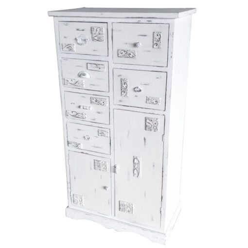 Cómoda Madeira Branco Desgastado (69 x 38 x 130 cm)