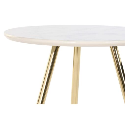 Conjunto de 2 mesas Preto Dourado Metal Branco Resina (46 x 46 x 45 cm) - Image 2