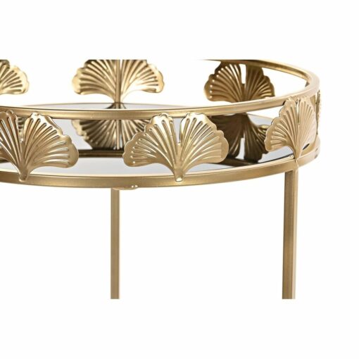 Conjunto de 2 mesas pequenas Cristal Dourado Metal Tropical Folha de planta (40 x 40 x 56 cm) (2 pcs) - Image 2