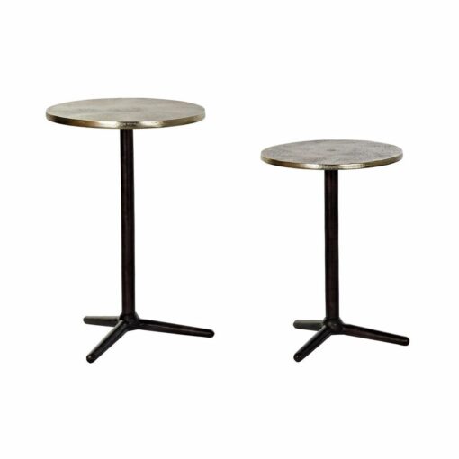 Conjunto de 2 mesas pequenas Preto Dourado Alumínio (40 x 40 x 61 cm) (2 pcs)