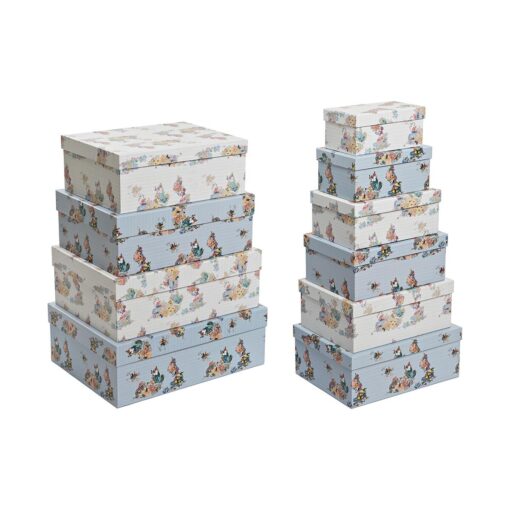 Conjunto de Caixas de Organização Empilháveis Azul Branco Bloemen Cartão (43