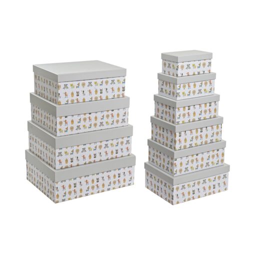 Conjunto de Caixas de Organização Empilháveis Cinzento Animais de Estimação Cartão (43