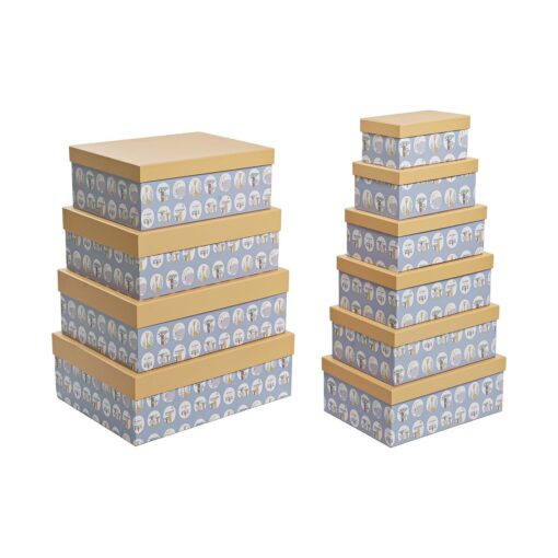 Conjunto de Caixas de Organização Empilháveis animais Azul Cartão (43