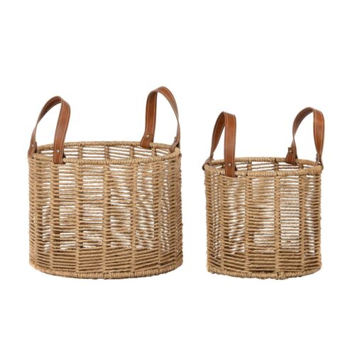 Conjunto de Cestas 32 x 32 x 26 cm Metal Corda 32 x 32 x 39 cm Boho