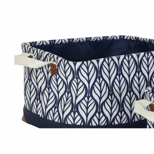 Conjunto de Cestas 40 x 30 x 24 cm Cinzento Castanho Poliéster Branco Azul Marinho Boho Folha de planta (2 Unidad - Image 3