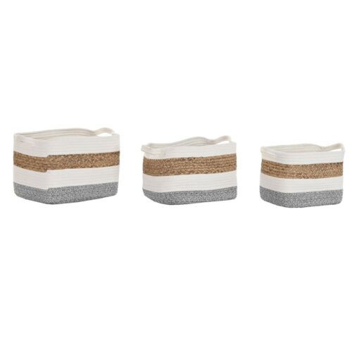 Conjunto de Cestas Algodão Branco Fibra natural (36 x 30 x 24 cm)