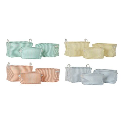Conjunto de Cestas Azul Laranja Verde Amarelo 35 x 25 x 23 cm (4 Peças)