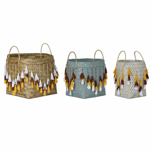 Conjunto de Cestas Bambu Bali Franjas (3 pcs)