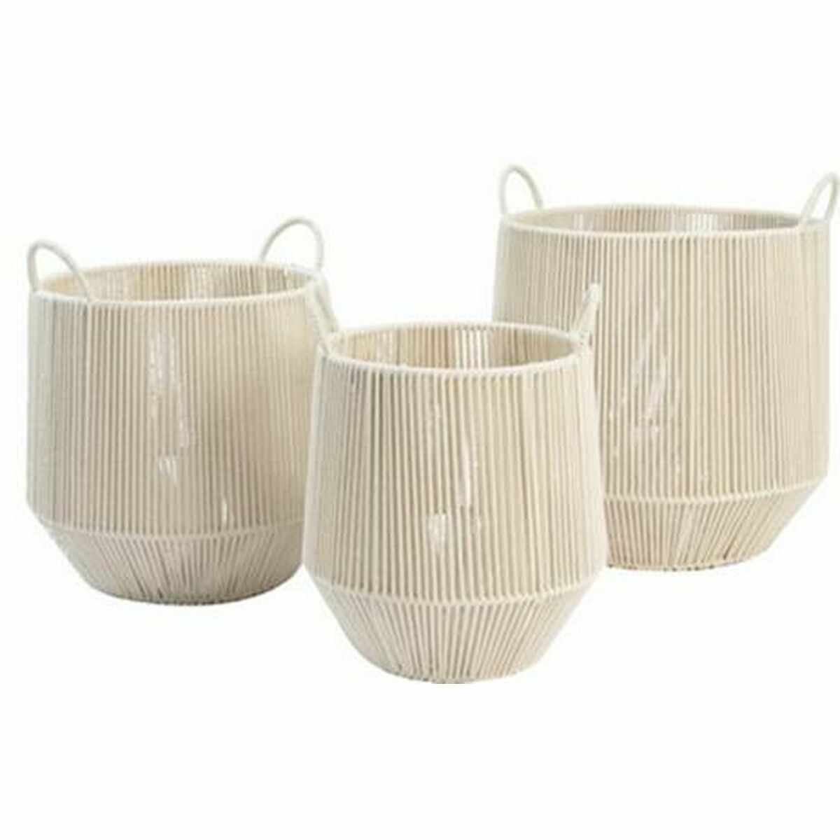 Conjunto de Cestas Bege Metal Algodão (38 x 38 x 45 cm)