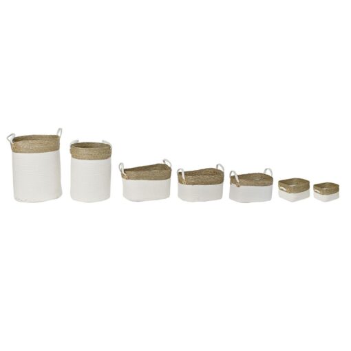 Conjunto de Cestas Branco Algodão Fibra natural (41 x 41 x 52,5 cm) (7 Peças) - Image 4