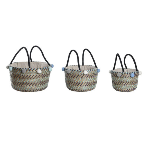 Conjunto de Cestas Poliéster Pompons 43 x 43 x 43 cm Zostera marina