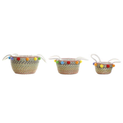 Conjunto de Cestas Poliéster Pompons (57 x 45 x 42