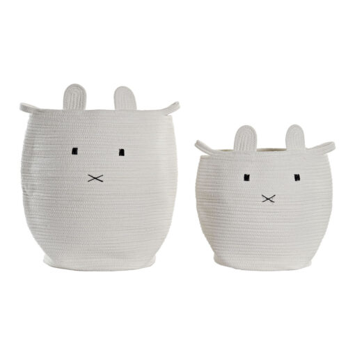 Conjunto de Cestos Branco Animal Algodão Infantil (2 Peças) (35 x 35 x 49 cm)