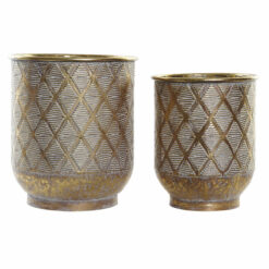 Conjunto de Vasos Dourado Metal (22.5 x 22.5 x 27 cm) (27 x 27 x 31 cm) (2 pcs)