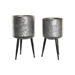Conjunto de Vasos Preto Cinzento 100 % Metal (25 x 25 x 46	 cm)
