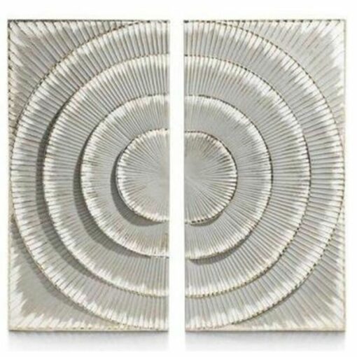 Decoração de Parede 2 Peças Prateado Cinzento Moderno Círculos Madeira MDF (90 x 2 x 90 cm)