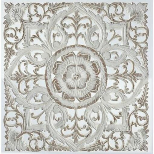 Decoração de Parede Branco Mandala Madeira MDF (60 x 2 x 60 cm)