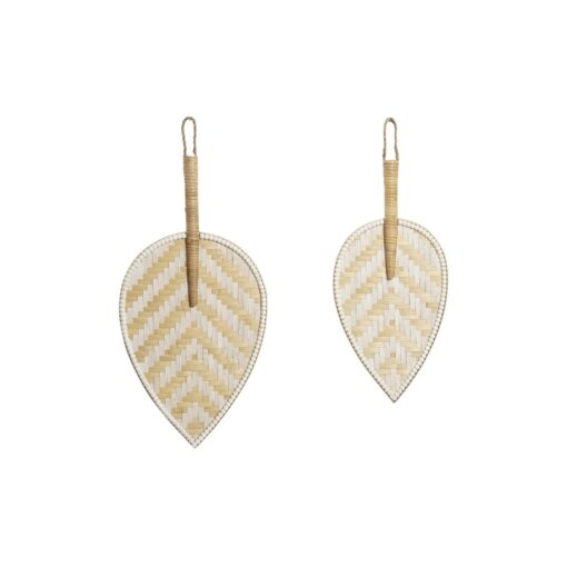 Decoração de Parede Castanho Branco Leque Bambu (27 x 2 x 64 cm) (27 x 2 x 55 cm)