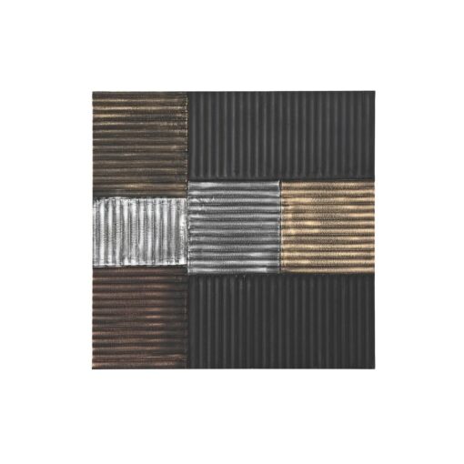 Decoração de Parede Preto Dourado Glamour Moderno Madeira MDF (91 x 3 x 91 cm)