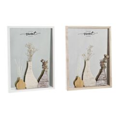 Espelho de parede Cristal Natural Branco 30 x 4 x 40 cm Madeira MDF Cottage (2 Unidades)
